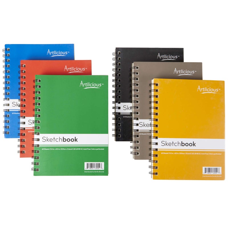 Artlicious Sketch Book 6 Pack - 5.5" x 8.5", 360 Sheets Sketch Books, Drawing Notebook, Sketchbook for Drawing Art - Image 2